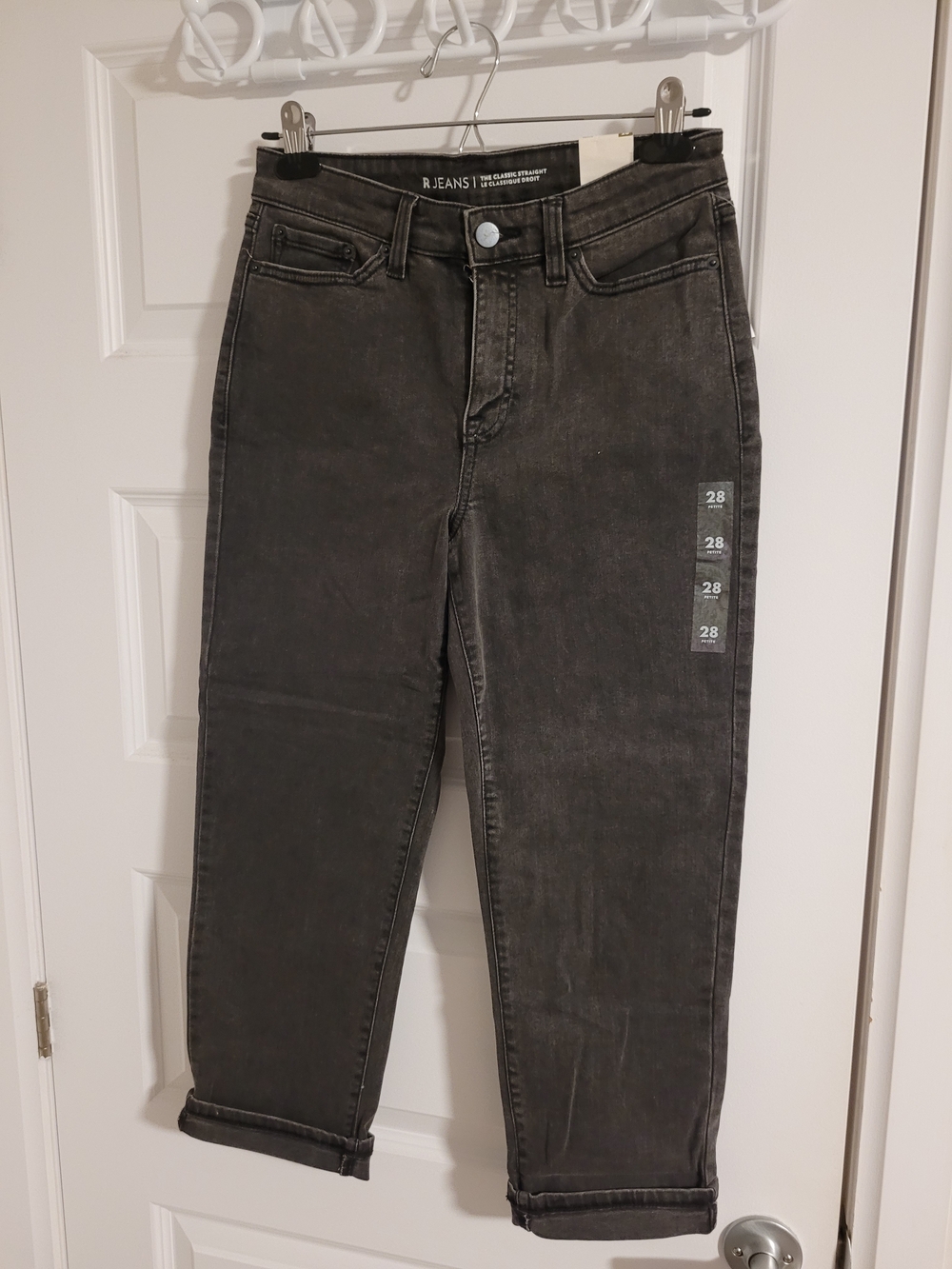 R·JEANS Women's Straight Leg Jeans in Charcoal Gray